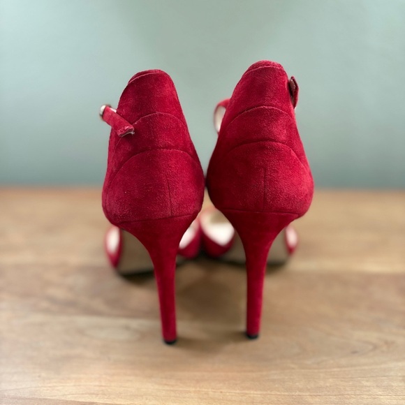 Jessica Simpson Red Suede Stiletto Ankle Strap, Pointed Heels, Womens size 9.5 - Picture 11 of 14